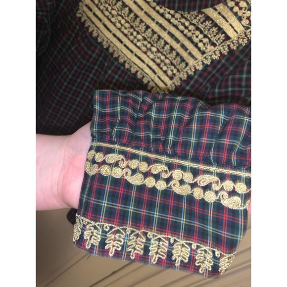 J. Crew Christmas/holiday plaid top with gorgeous embroidery compares to an XL - Picture 6 of 9